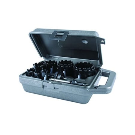 M.K. MORSE Hole Saw Kit, Maintenance, 11 pc, 1-1/2 in Cutting Depth, Continuous Grit, Tungsten Carbide Grit MHSG100